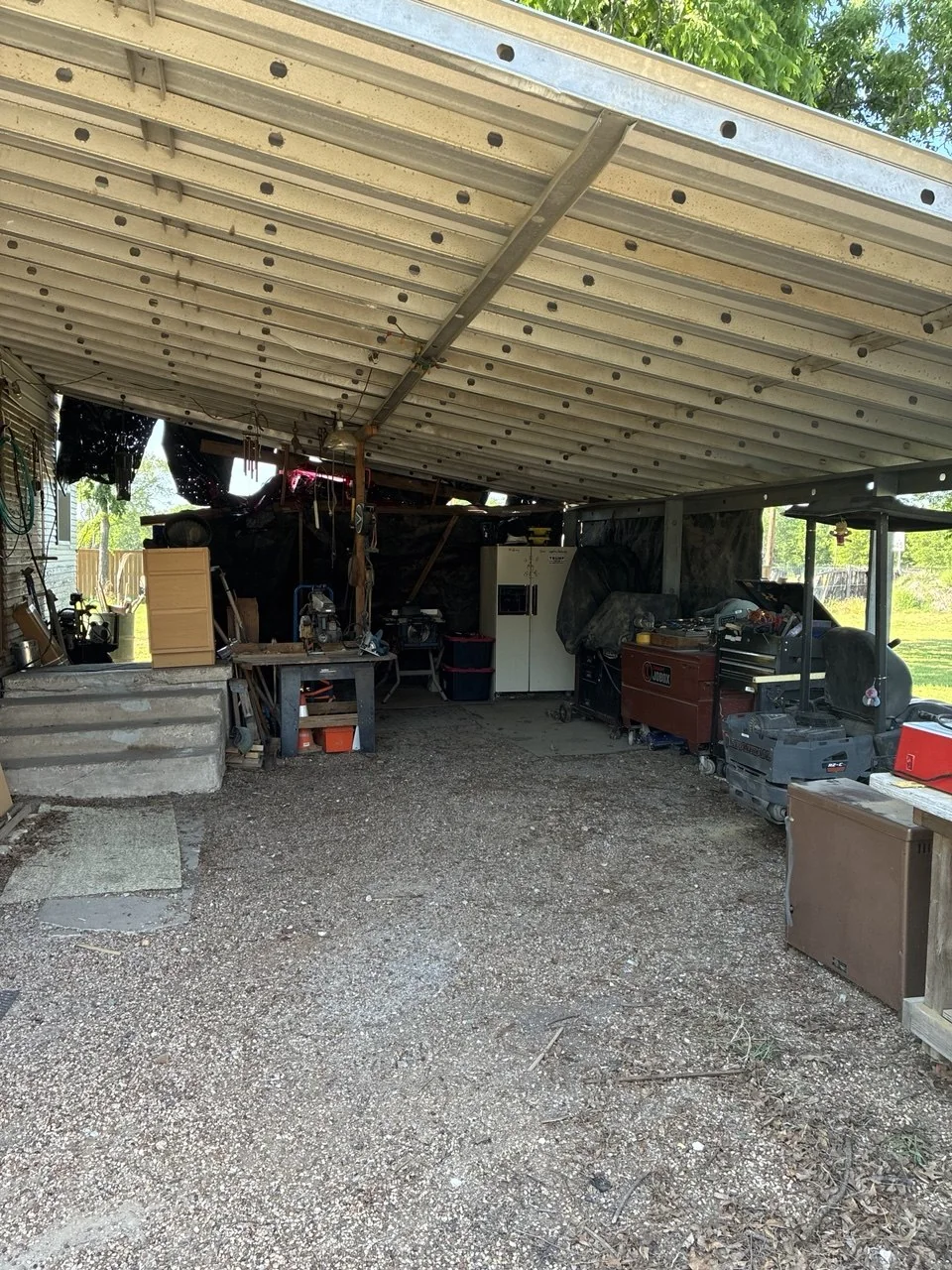 Covered outdoor storage area ready for sorting and reset planning